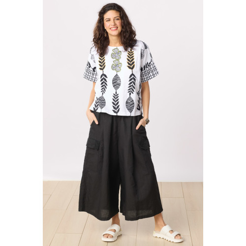 Ramya Pull-On Split Skirt - Black