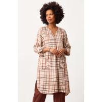 Rashmika Cotton Crepe Shibori Long Shirt - White/Multi