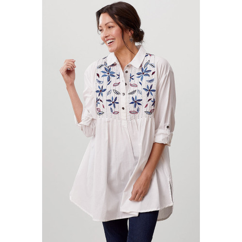 Sirohi Organic Shirt - White/Cobalt